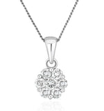 Lab Diamond Cluster Pendant Necklace 0.50ct H/si In 9k White Gold