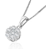 Lab Diamond Cluster Pendant Necklace 0.50ct H/si In 9k White Gold