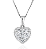 Lab Diamond Pave Heart Pendant Necklace 0.50ct H/si In 9k White Gold