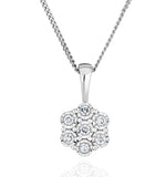 Lab Diamond Cluster Pendant Necklace 0.10ct H/si In 9k White Gold