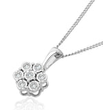 Lab Diamond Cluster Pendant Necklace 0.10ct H/si In 9k White Gold