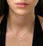 Lab Diamond Solitaire Pendant Necklace 0.50ct H/si In 9k White Gold