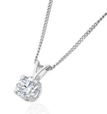 Lab Diamond Solitaire Pendant Necklace 0.50ct H/si In 9k White Gold