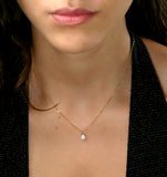 Lab Diamond Solitaire Pendant Necklace 0.50ct H/si In 9k Gold