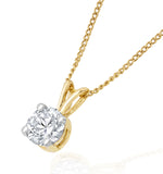 Lab Diamond Solitaire Pendant Necklace 0.50ct H/si In 9k Gold