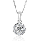 Lab Diamond Halo Pendant Necklace  0.25ct H/si In 9k White Gold