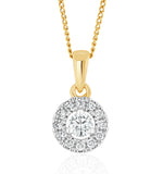 Lab Diamond Halo Pendant Necklace 0.25ct H/si In 9k Gold
