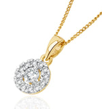 Lab Diamond Halo Pendant Necklace 0.25ct H/si In 9k Gold