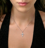 Lab Diamond Cross Necklace Channel Set 0.25ct H/si In 9k White Gold