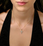 Lab Diamond Cross Pendant Necklace Channel Set 0.25ct H/si In 9k Gold