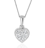 Lab Diamond Heart Pendant Necklace 0.25ct  H/si In 9k  White Gold