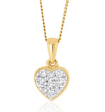 Lab Diamond Heart Pendant Necklace 0.25ct H/si In 9k  Gold