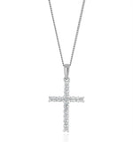 Lab Diamond Cross Pendant Necklace Claw Set 0.25ct H/si 9k White Gold