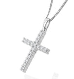 Lab Diamond Cross Pendant Necklace Claw Set 0.25ct H/si 9k White Gold