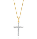 Lab Diamond Cross Pendant Necklace Claw Set 0.25ct H/si In 9k Gold