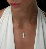 Lab Diamond Cross Pendant Necklace Claw Set 0.50ct H/si 9k White Gold