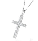 Lab Diamond Cross Pendant Necklace Claw Set 0.50ct H/si 9k White Gold