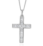 Lab Diamond Cross Channel Set Necklace 0.50ct H/si In 9k White Gold