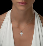 Lab Diamond Cross Channel Set Necklace 0.50ct H/si In 9k White Gold