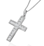 Lab Diamond Cross Channel Set Necklace 0.50ct H/si In 9k White Gold