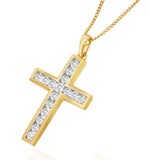 Lab Diamond Cross Channel Set Pendant Necklace 0.50ct H/si In 9k Gold