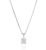 Princess Cut Lab Diamond Pendant Necklace 0.15ct In 9k White Gold
