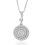 Triple Halo Lab Diamond Pendant Necklace 0.50ct H/si In 9k White Gold