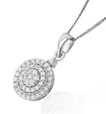 Triple Halo Lab Diamond Pendant Necklace 0.50ct H/si In 9k White Gold