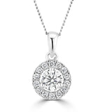 Lab Diamond Halo Necklace Pendant 0.50ct H/si Set In 9k White Gold
