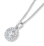 Lab Diamond Halo Necklace Pendant 0.50ct H/si Set In 9k White Gold