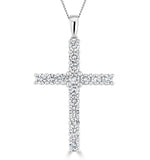 2ct Lab Diamond Cross Claw Set Necklace Pendant H/si In 9k White Gold