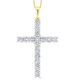 2ct Lab Diamond Cross Claw Set Necklace Pendant H/si In 9k Gold