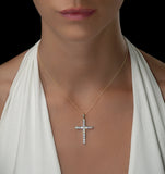 2ct Lab Diamond Cross Claw Set Necklace Pendant H/si In 9k Gold