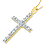 2ct Lab Diamond Cross Claw Set Necklace Pendant H/si In 9k Gold