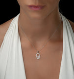 Lab Diamond Hamsa Pendant Necklace 0.25ct 9k In White Gold