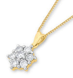 1ct Lab Diamond Cluster Necklace Pendant H/si In 9k Gold