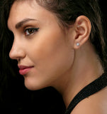 Lab Diamond Cluster Flower Earrings 0.50ct  Set In 9k White Gold