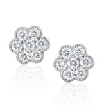 Lab Diamond Cluster Flower Earrings 0.25ct  Set In 9k White Gold