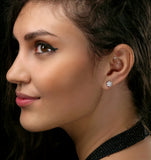Lab Diamond Cluster Flower Earrings 0.25ct  Set In 9k White Gold