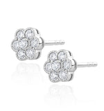 Lab Diamond Cluster Flower Earrings 0.25ct  Set In 9k White Gold