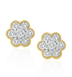 Lab Diamond Cluster Flower Earrings 0.25ct  Set In 9k Gold