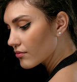 Lab Diamond Cluster Flower Earrings 0.25ct  Set In 9k Gold
