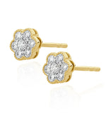 Lab Diamond Cluster Flower Earrings 0.25ct  Set In 9k Gold