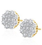 Large Lab Diamond Cluster Earrings 1.00ct H/si In 9k Gold