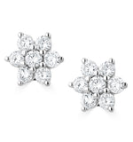 0.50ct Lab Diamond Flower Cluster Earrings In 9k White Gold