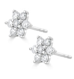0.50ct Lab Diamond Flower Cluster Earrings In 9k White Gold