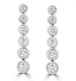 1ct Lab Diamond Life Journey Rub Over Drop Earrings In 9k White Gold