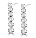 1ct Lab Diamond Life Journey Rub Over Drop Earrings In 9k White Gold