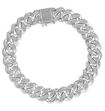 1.20ct Mens Lab Diamond Cuban Link Bracelet In Sterling Silver