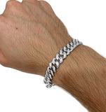1.20ct Mens Lab Diamond Cuban Link Bracelet In Sterling Silver